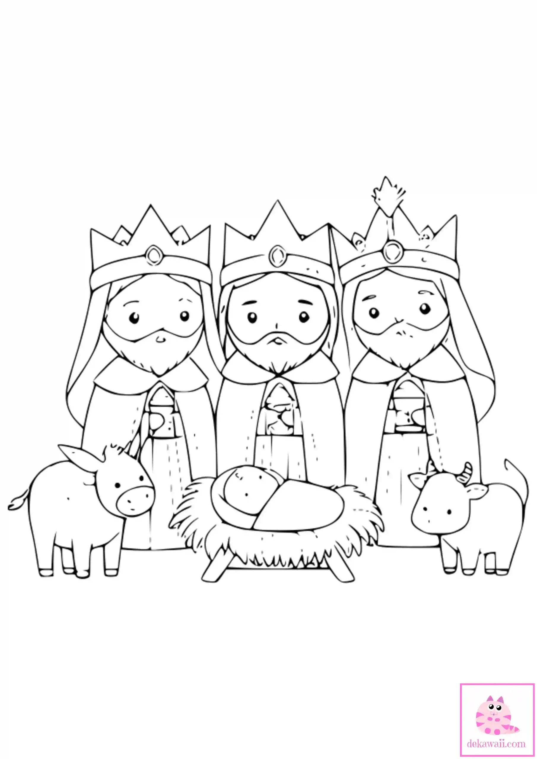 Dibujo de Navidad para colorear de los Reyes Magos de Oriente 7