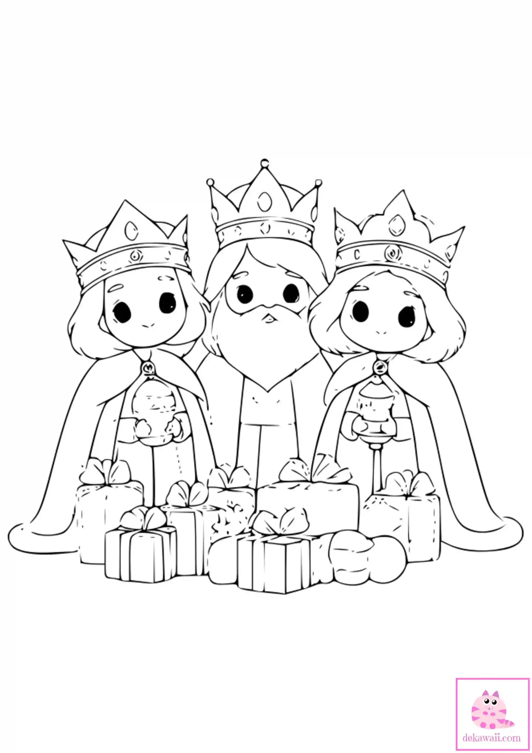 Dibujo de Navidad para colorear de los Reyes Magos de Oriente 8