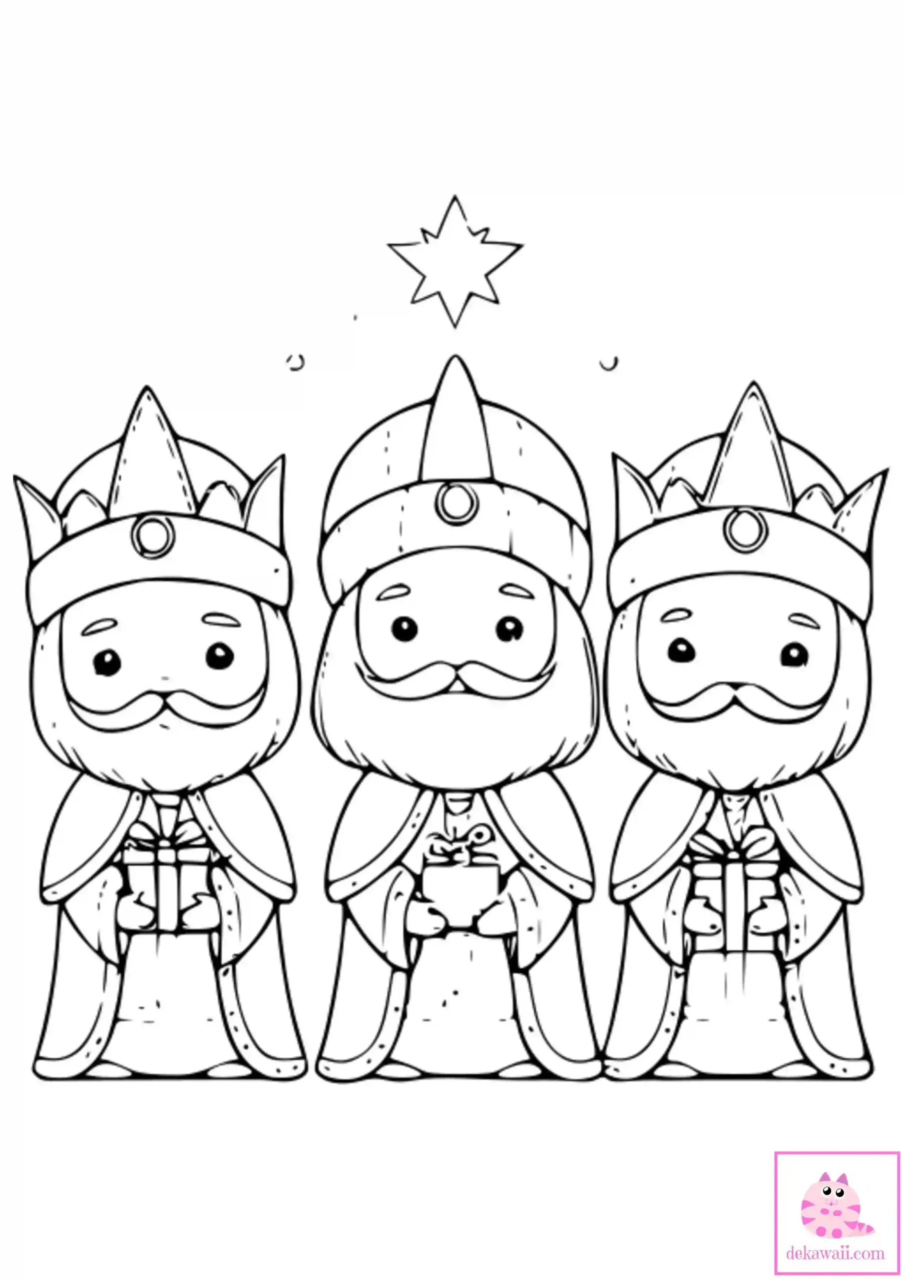 Dibujo de Navidad para colorear de los Reyes Magos de Oriente 9