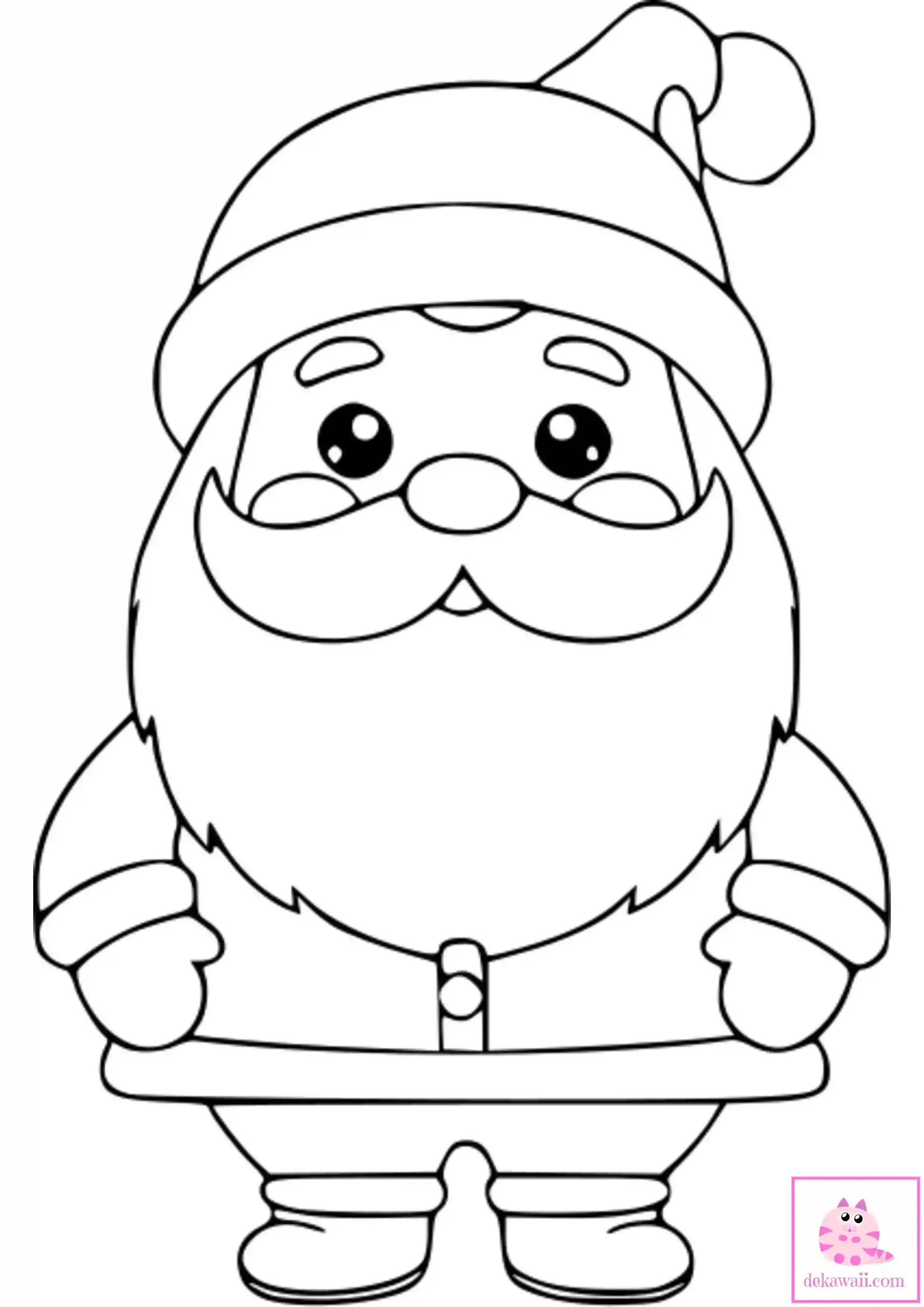 Dibujo de Navidad para colorear de papá Noel Kawaii