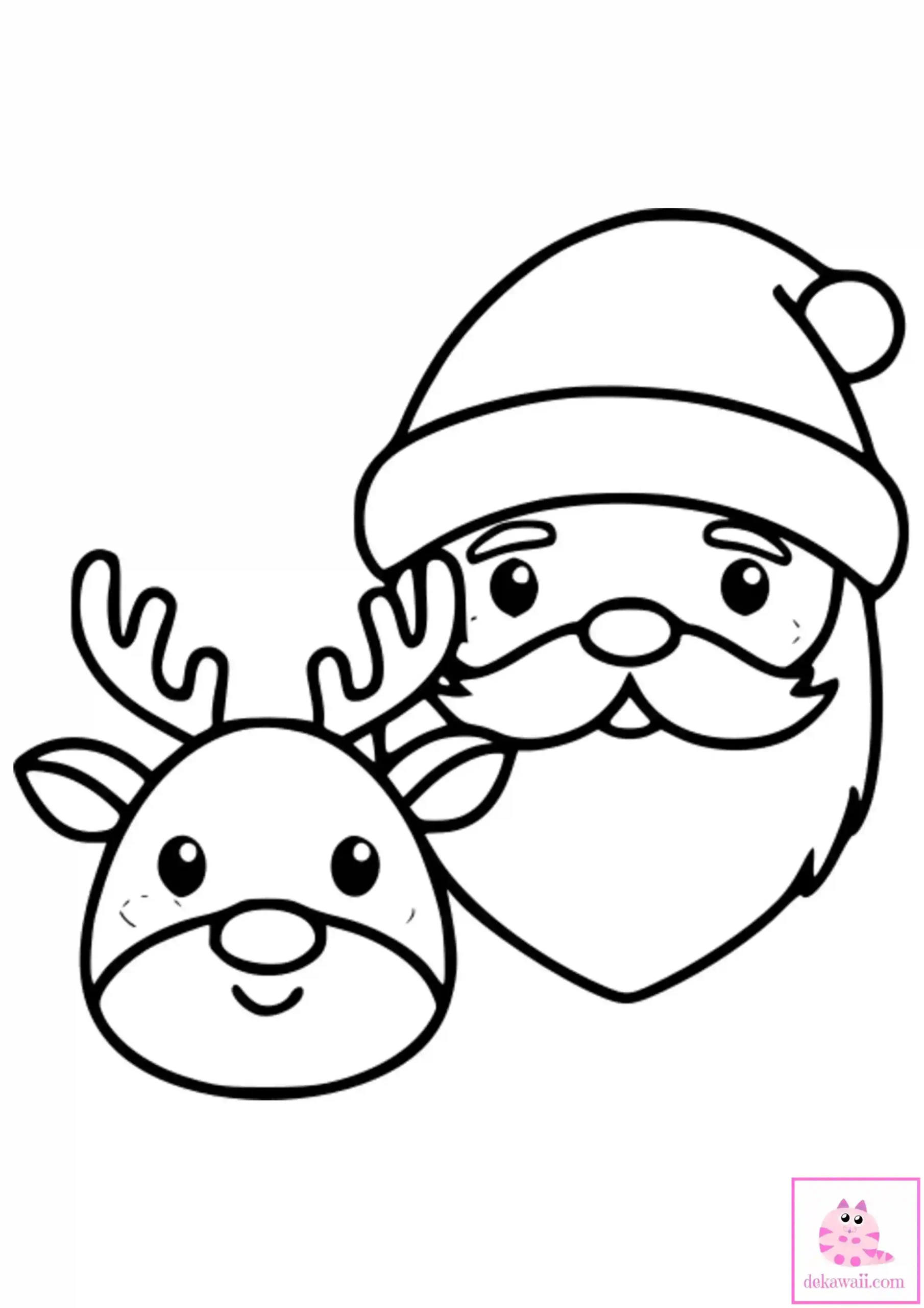 Dibujo de Navidad para colorear de papá Noel y e el reno Rudolf