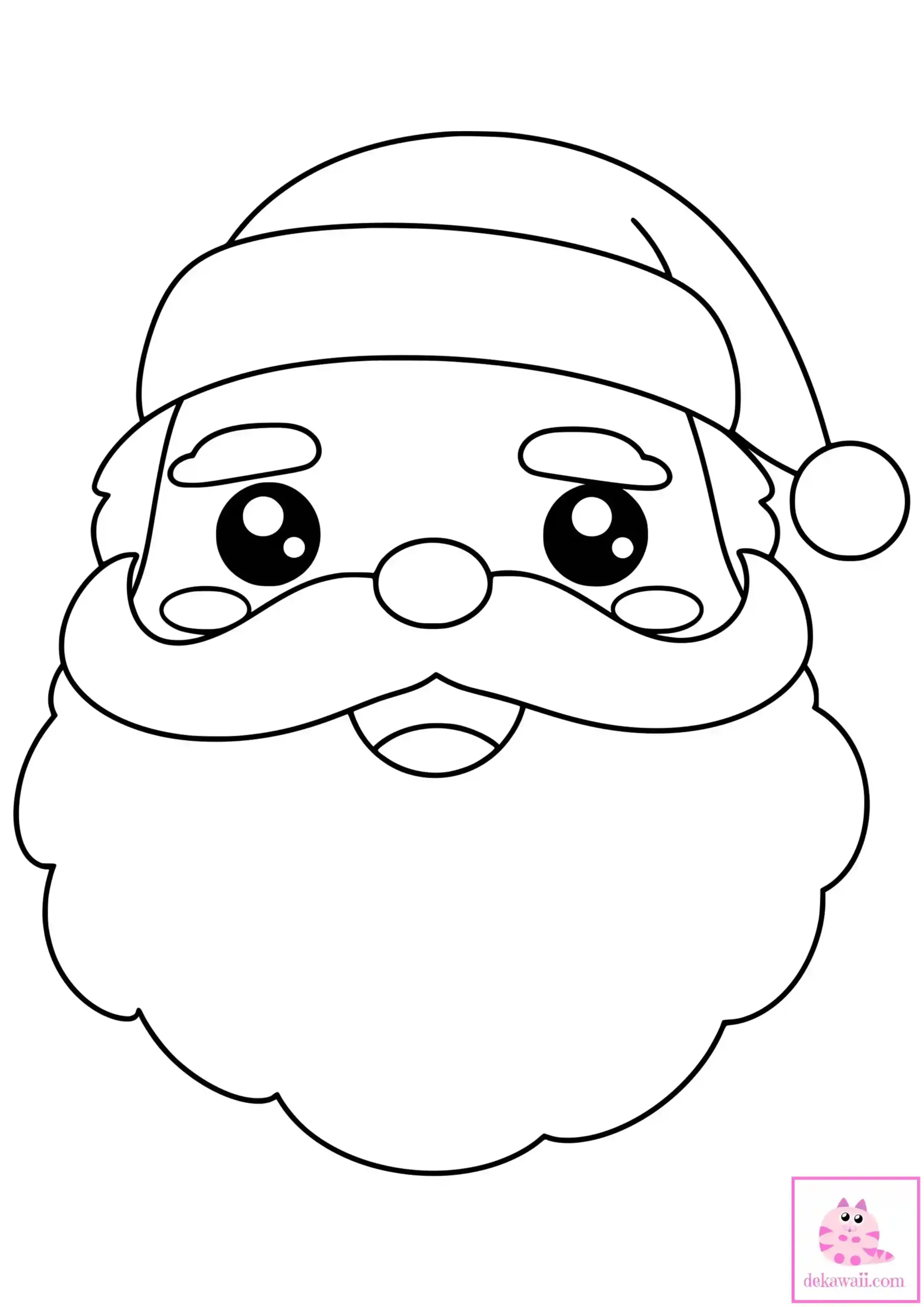 Dibujo de Navidad para colorear de Santa Claus Kawaii  10