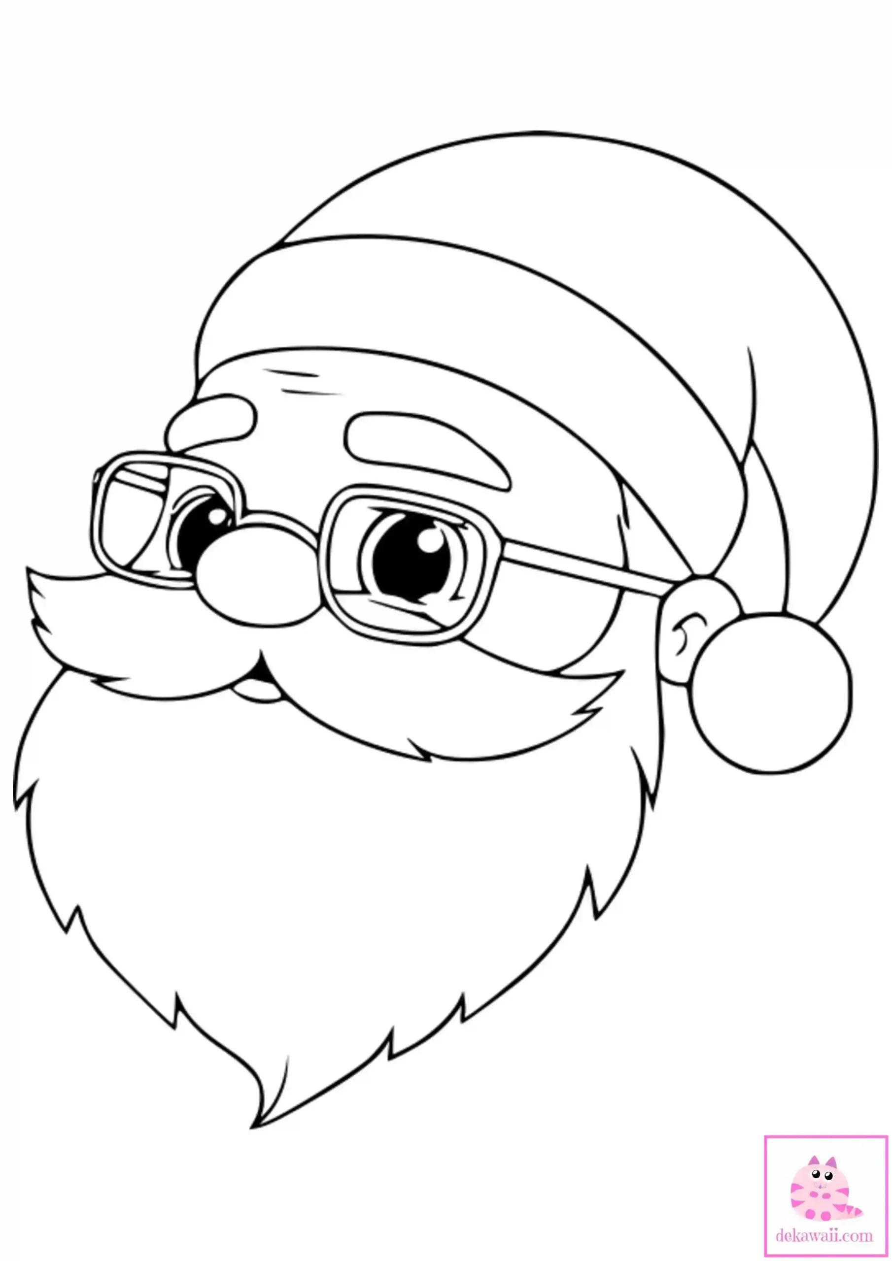 Dibujo de Navidad para colorear de Santa Claus Kawaii  6