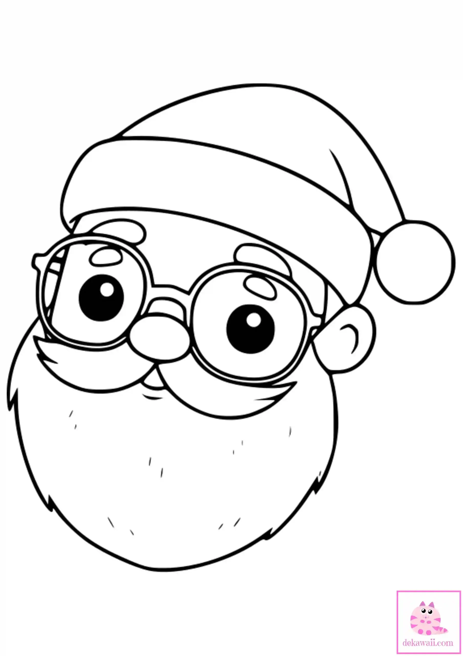 Dibujo de Navidad para colorear de Santa Claus Kawaii  7