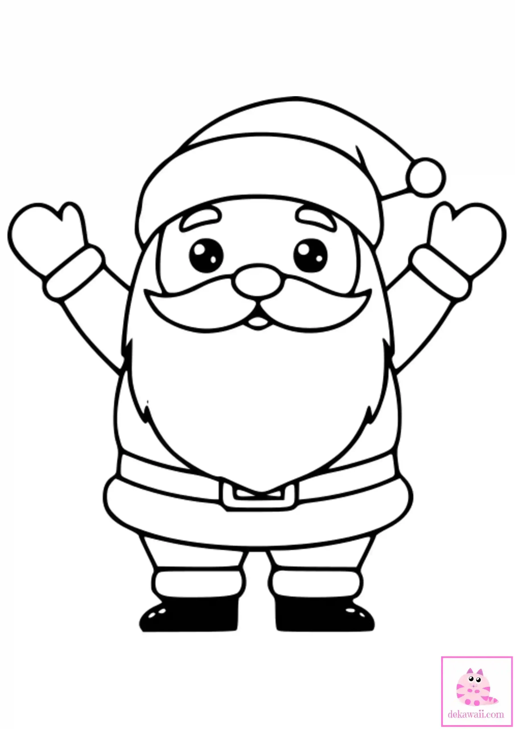 Dibujo de Navidad para colorear de Santa Claus Kawaii  8