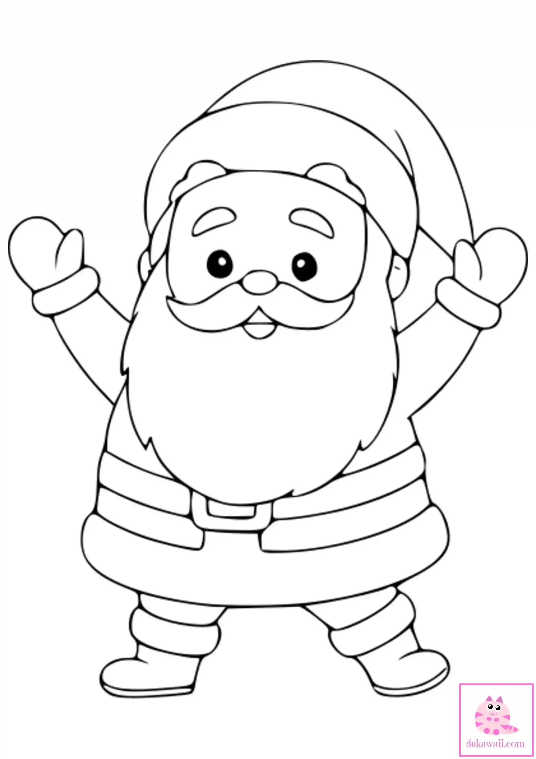 Dibujo de Navidad para colorear de Santa Claus Kawaii 9