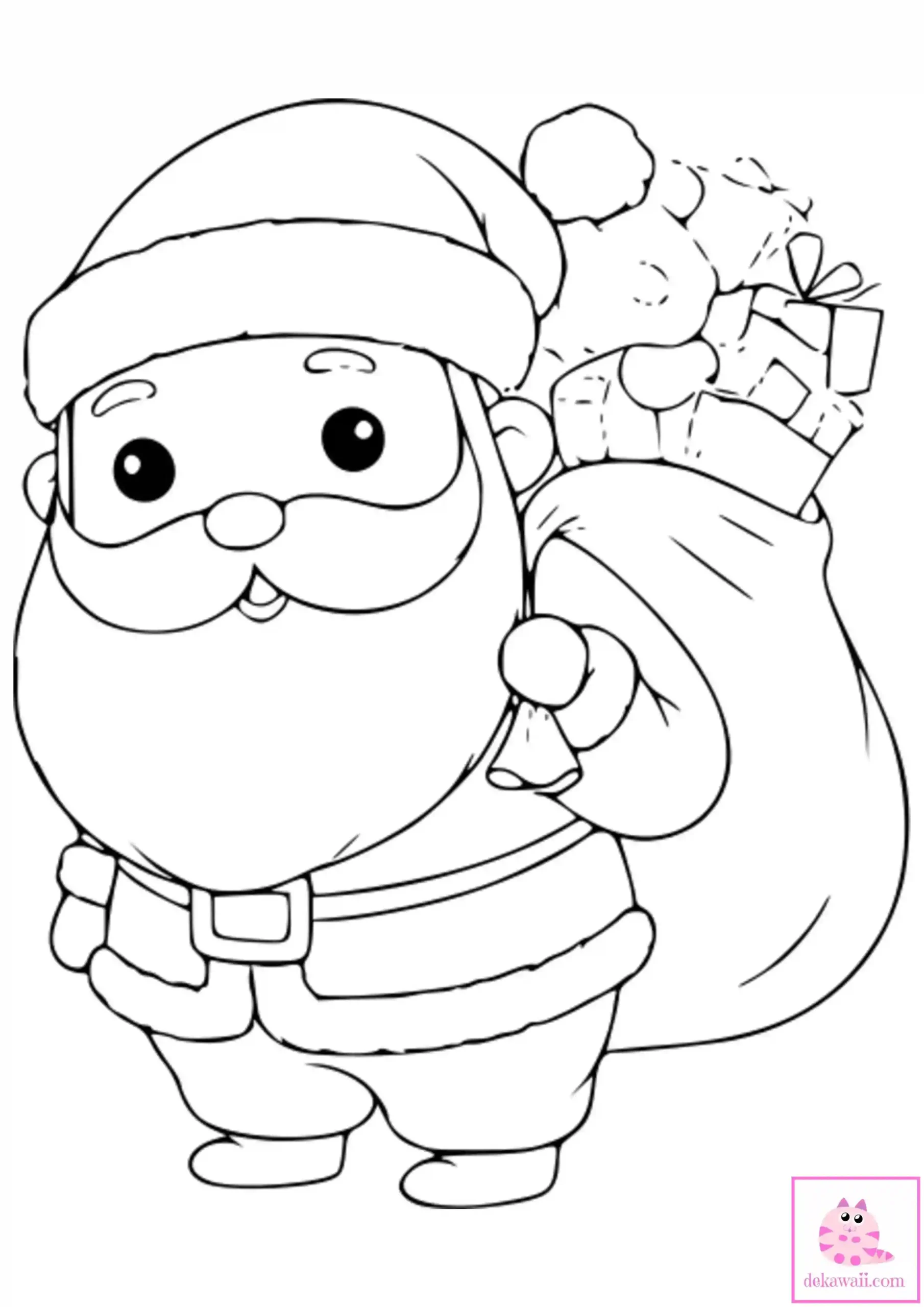 Dibujo de Navidad para colorear de Santa Claus Kawaii