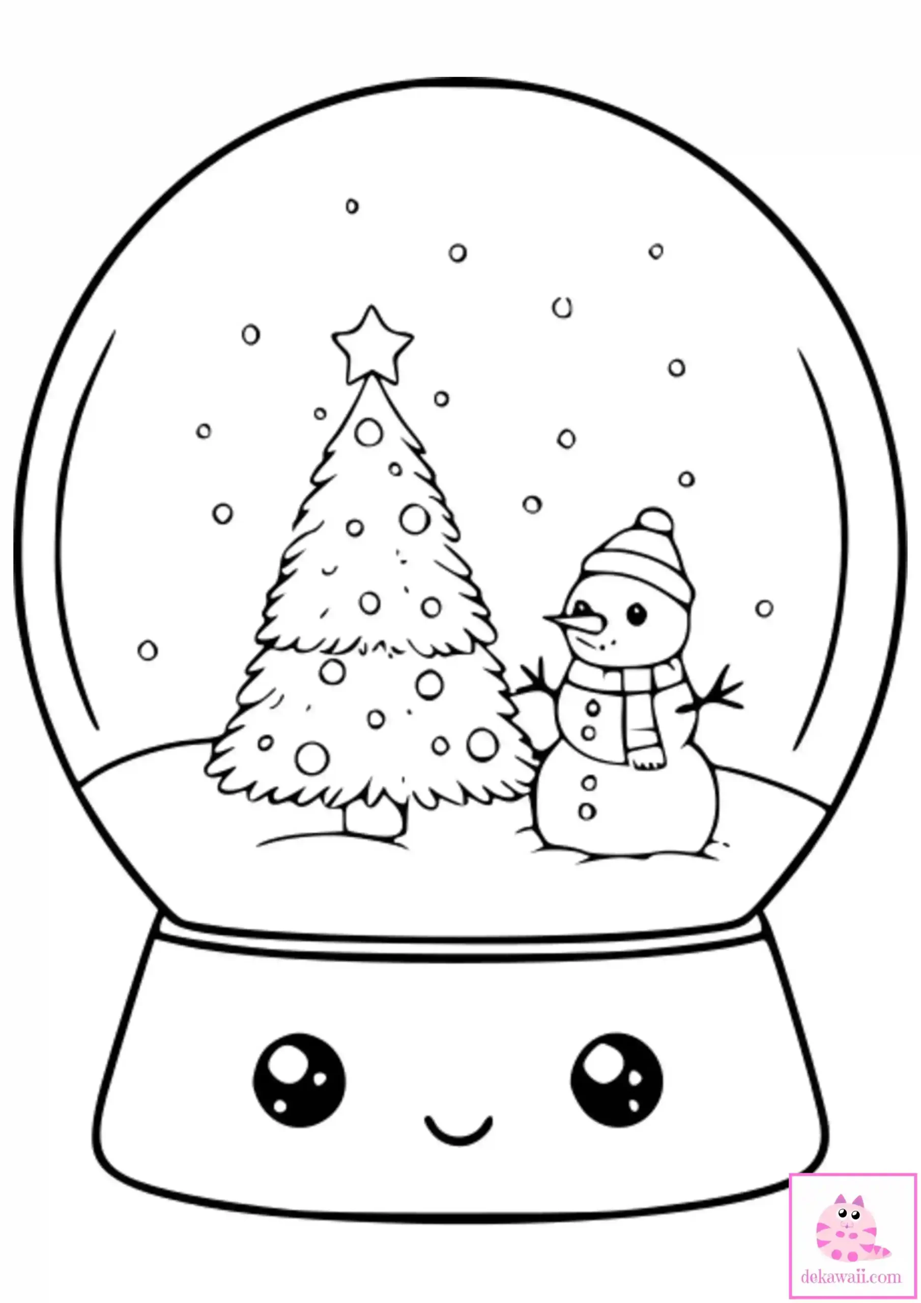 Dibujo kawaii para colorear de bola de Cristal Navidad 2