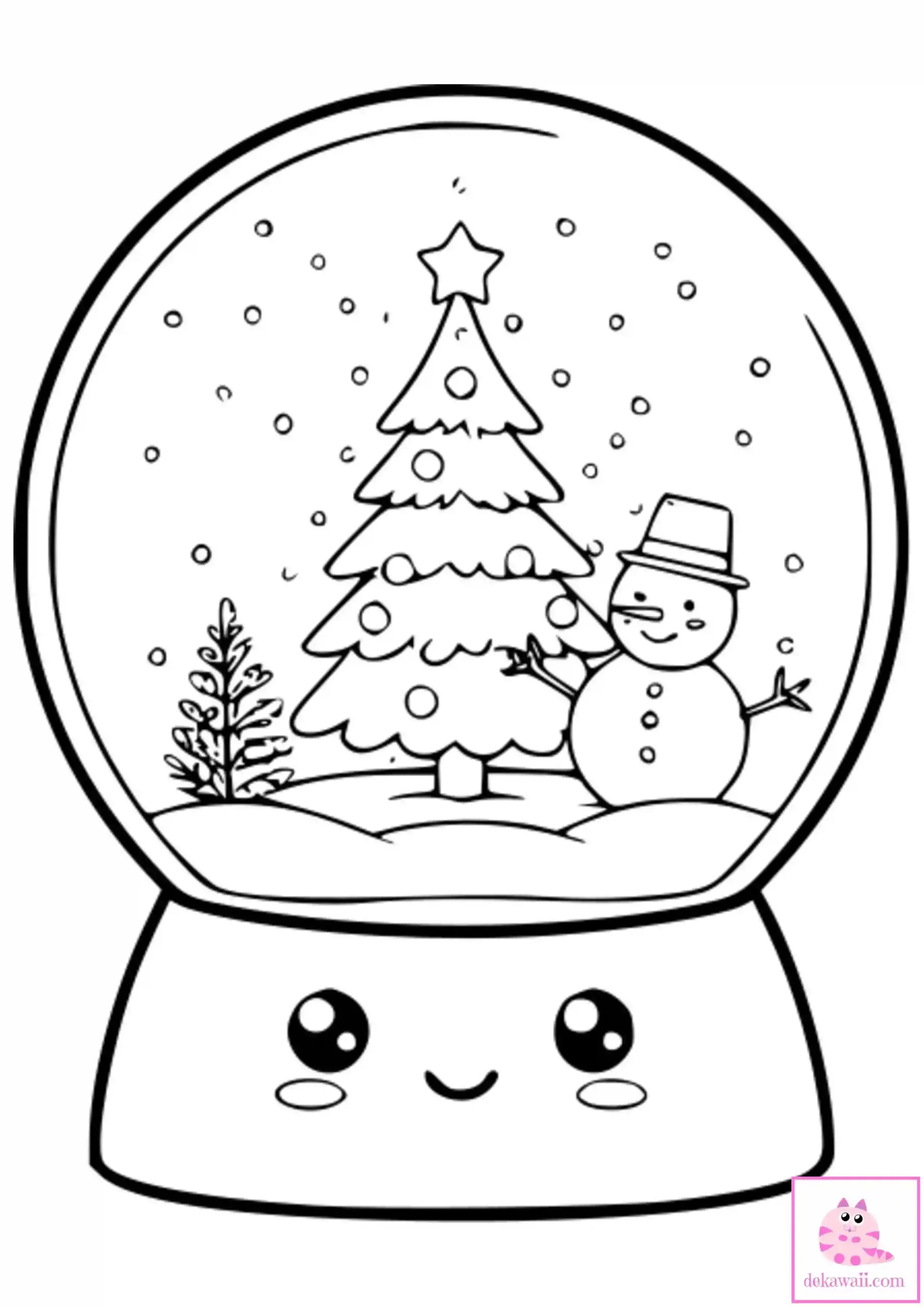 Dibujo kawaii para colorear de bola de Cristal Navidad 3