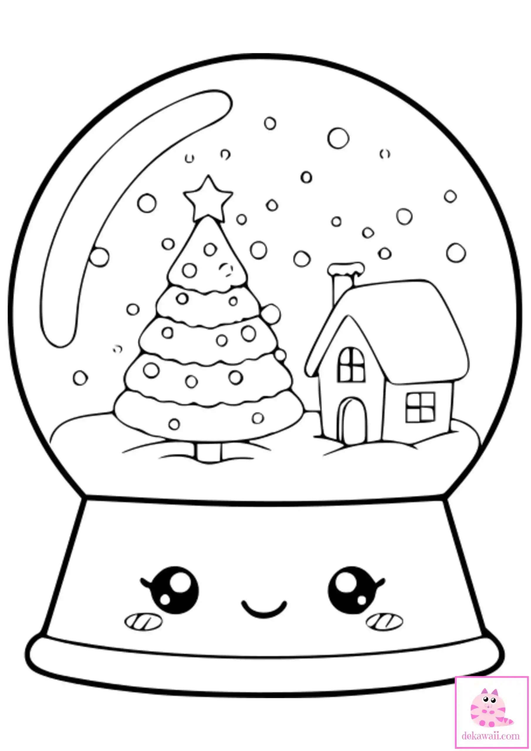 Dibujo kawaii para colorear de bola de Cristal Navidad 4