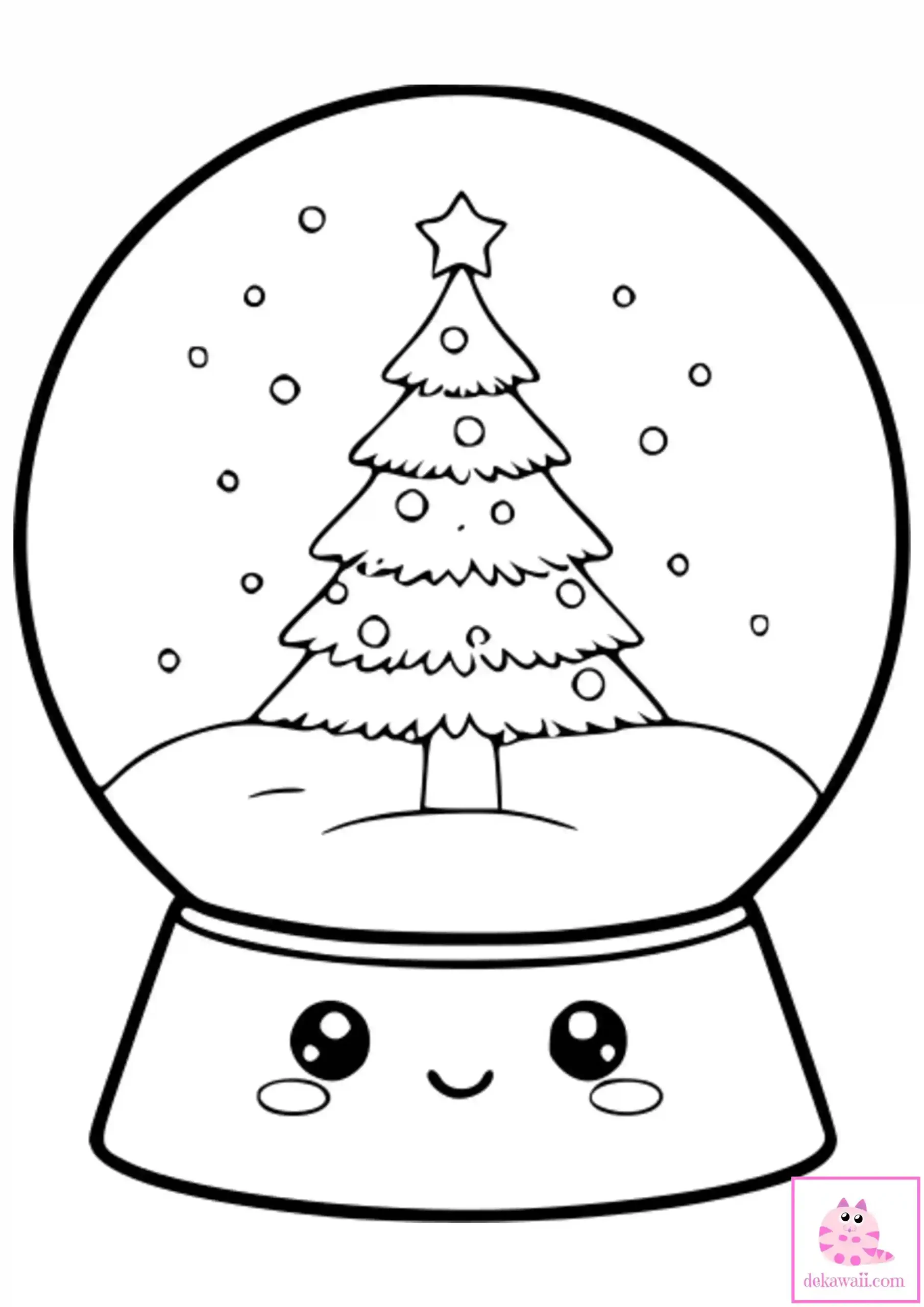 Dibujo kawaii para colorear de bola de Cristal Navidad