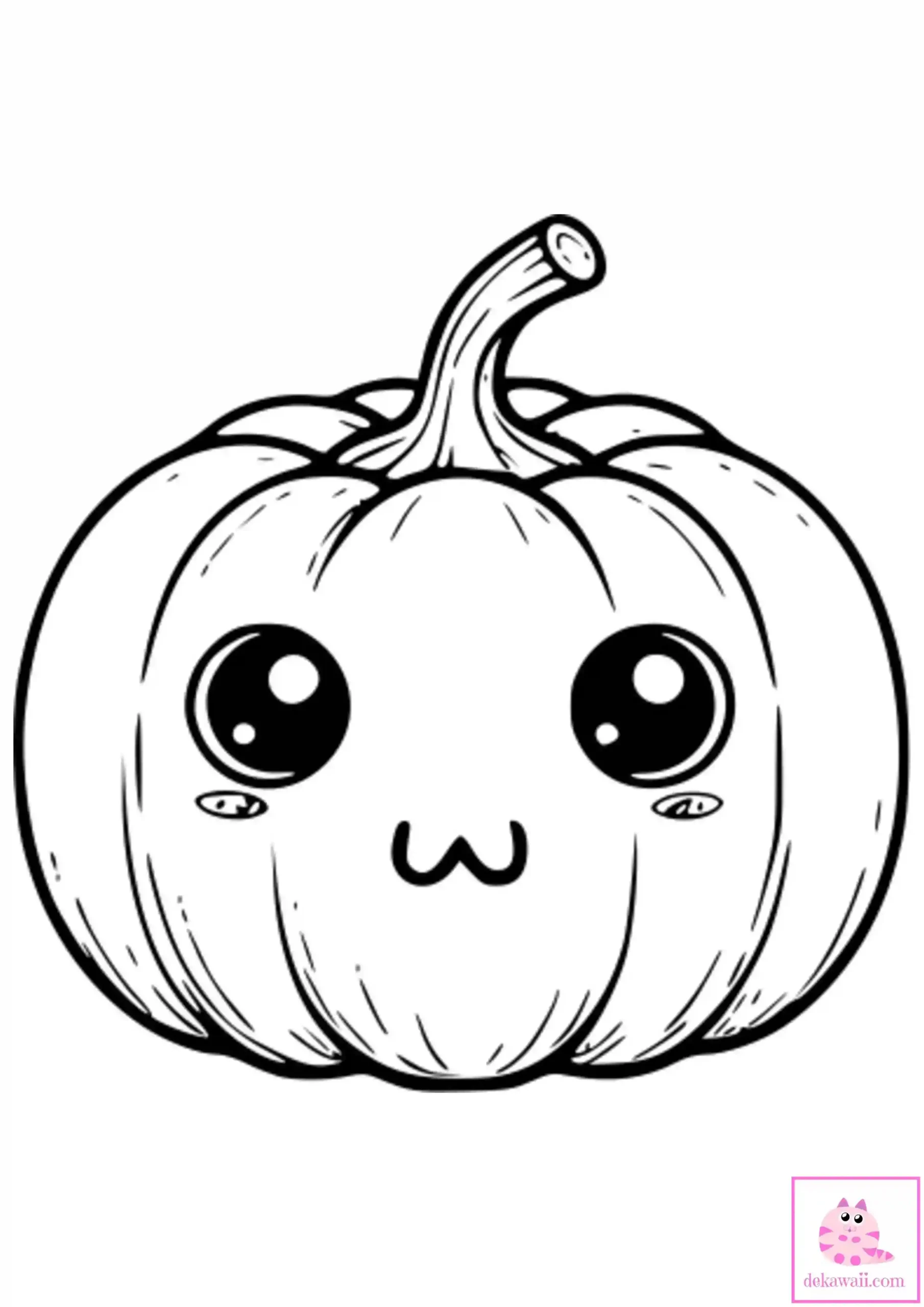 Dibujo Kawaii para colorear de calabaza Halloween