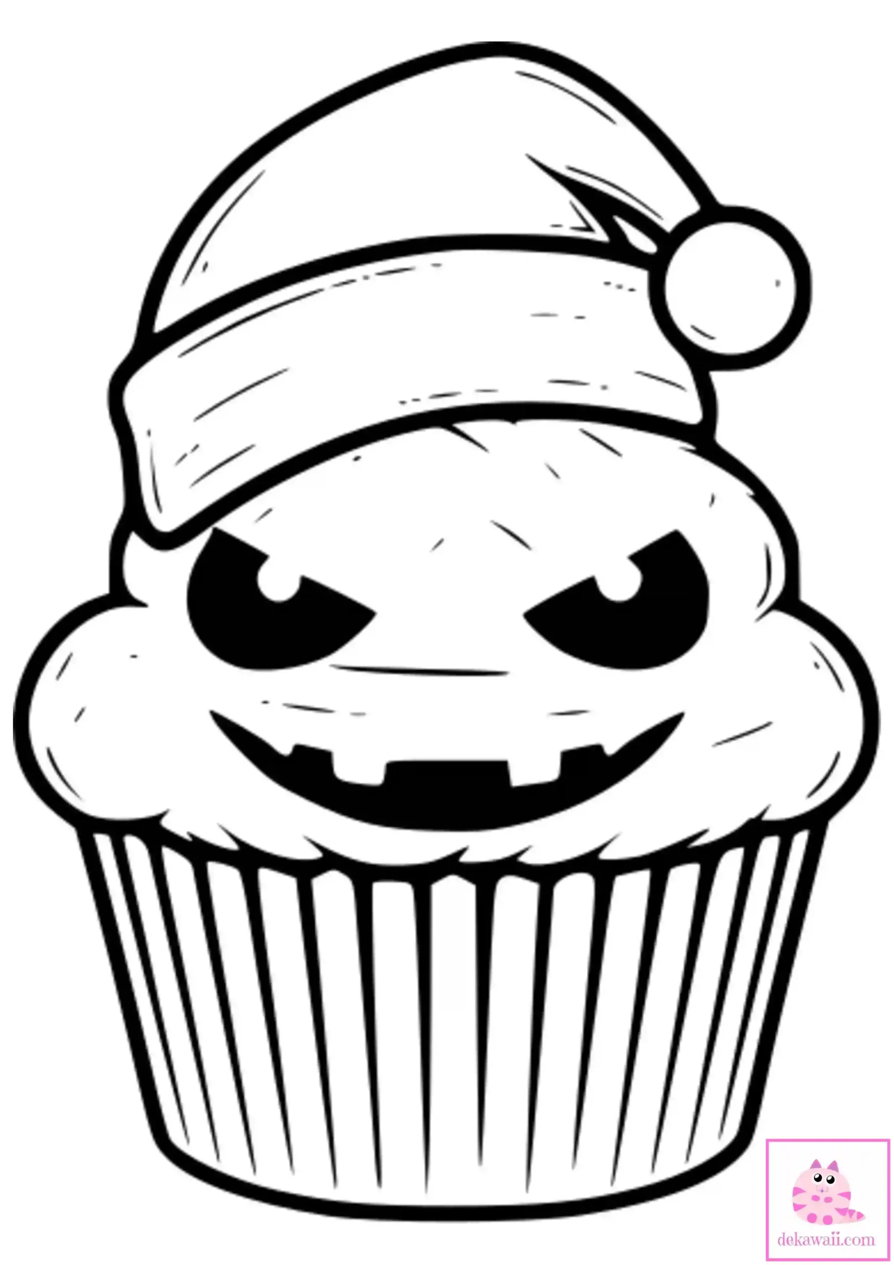 Dibujo kawaii para colorear de cupcake para Navidad