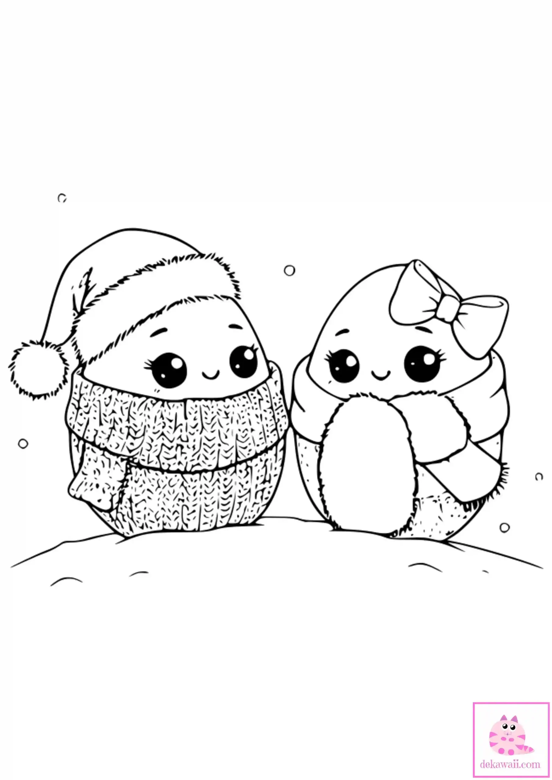 Dibujo kawaii para colorear de huevos para Navidad