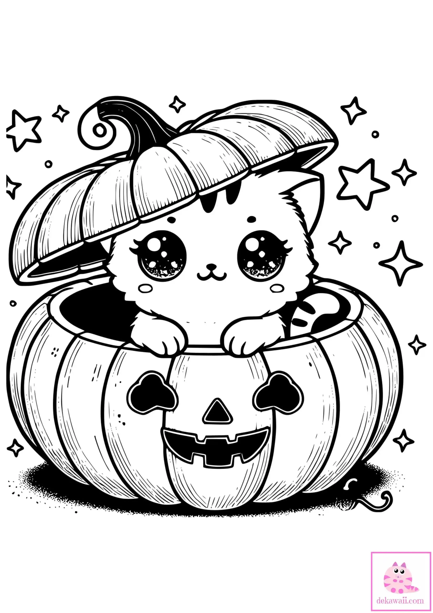 Dibujos de halloween gatito calabaza